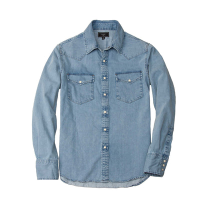 Rivay Wayne Denim Western Shirt in Light Wash Light Wash