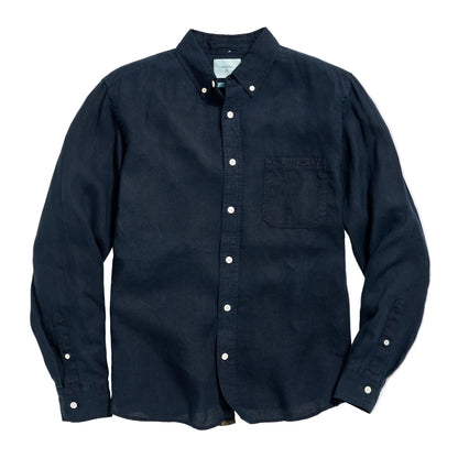 Billy Reid Tuscumbia Linen Shirt Button Down Carbon Blue