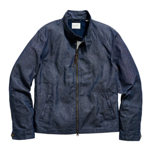Billy Reid Waxed Denim Harrington Jacket Indigo