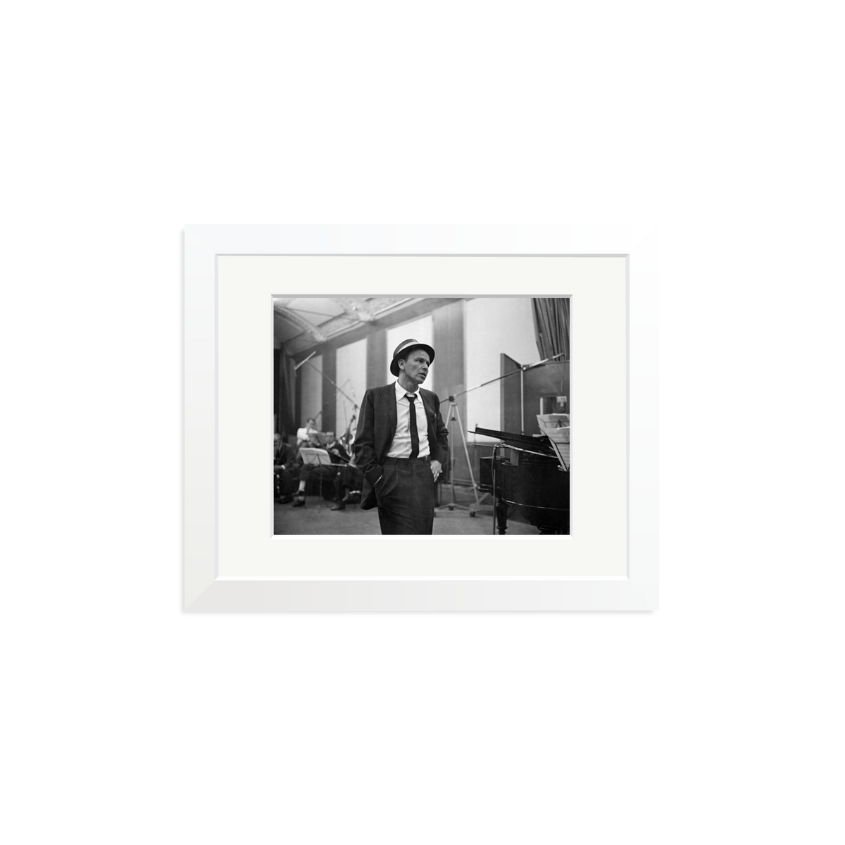 Frank Sinatra Recording 1964 Framed Print White Small