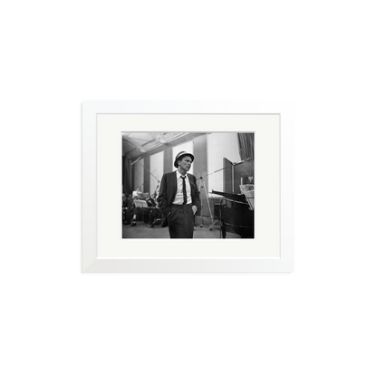 Frank Sinatra Recording 1964 Framed Print White Small