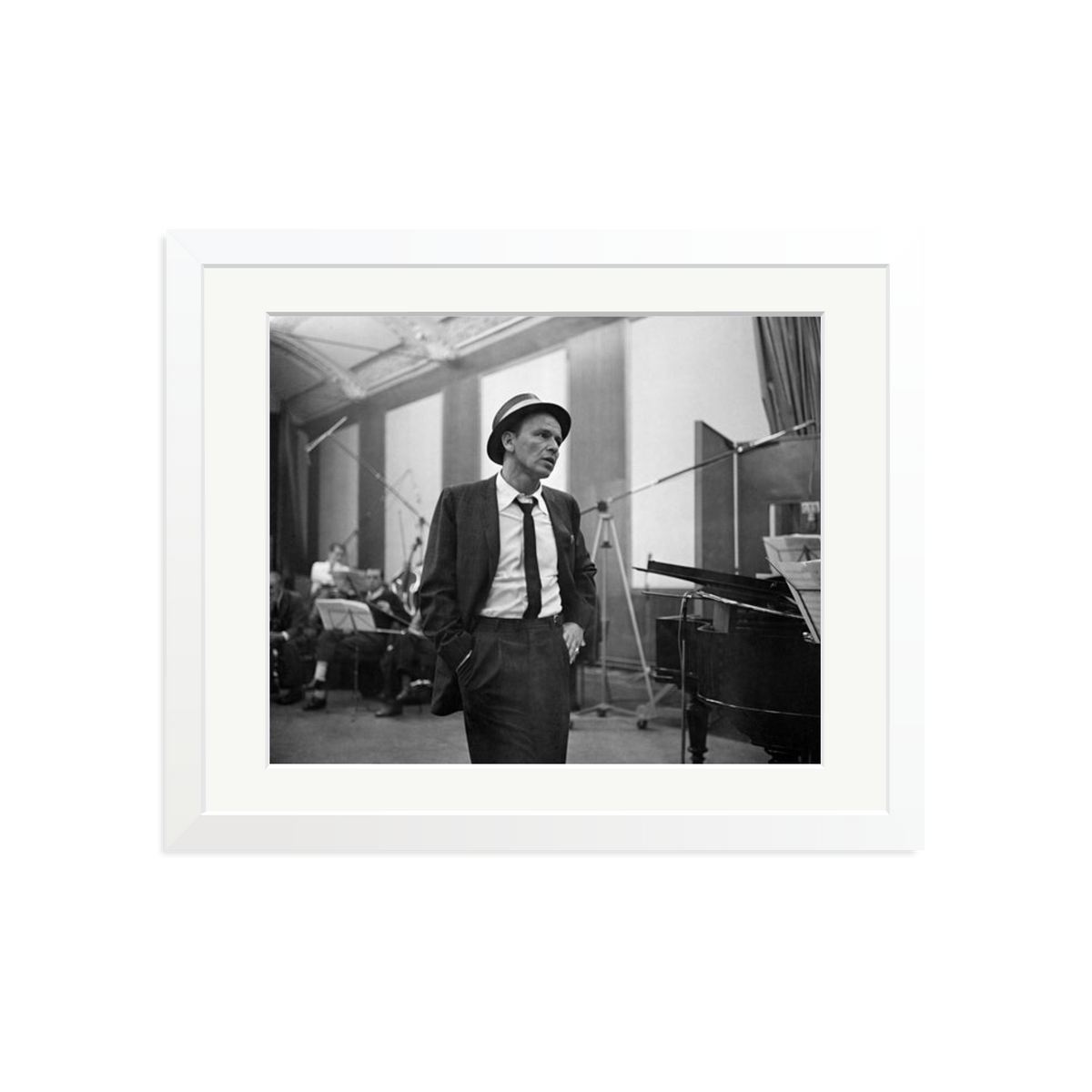 Frank Sinatra Recording 1964 Framed Print White Medium