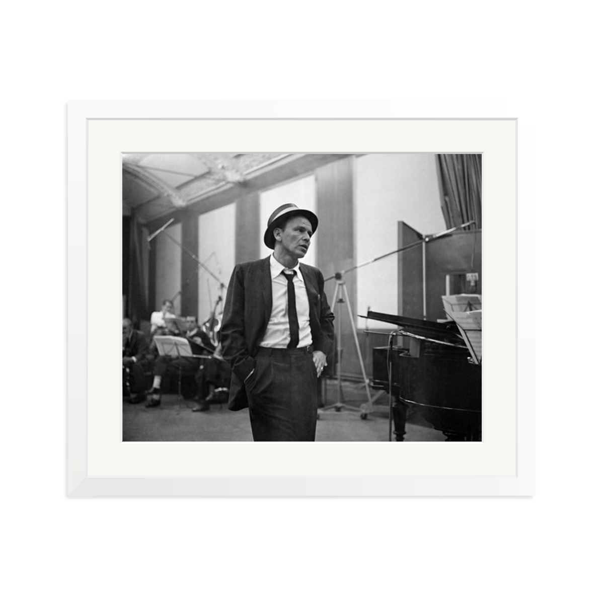 Frank Sinatra Recording 1964 Framed Print White Large