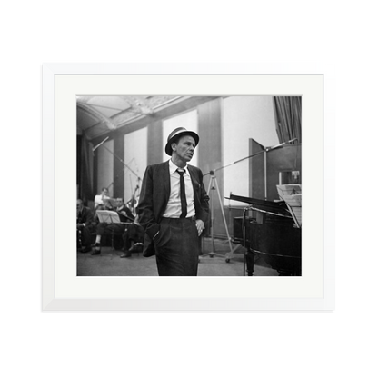 Frank Sinatra Recording 1964 Framed Print White Large