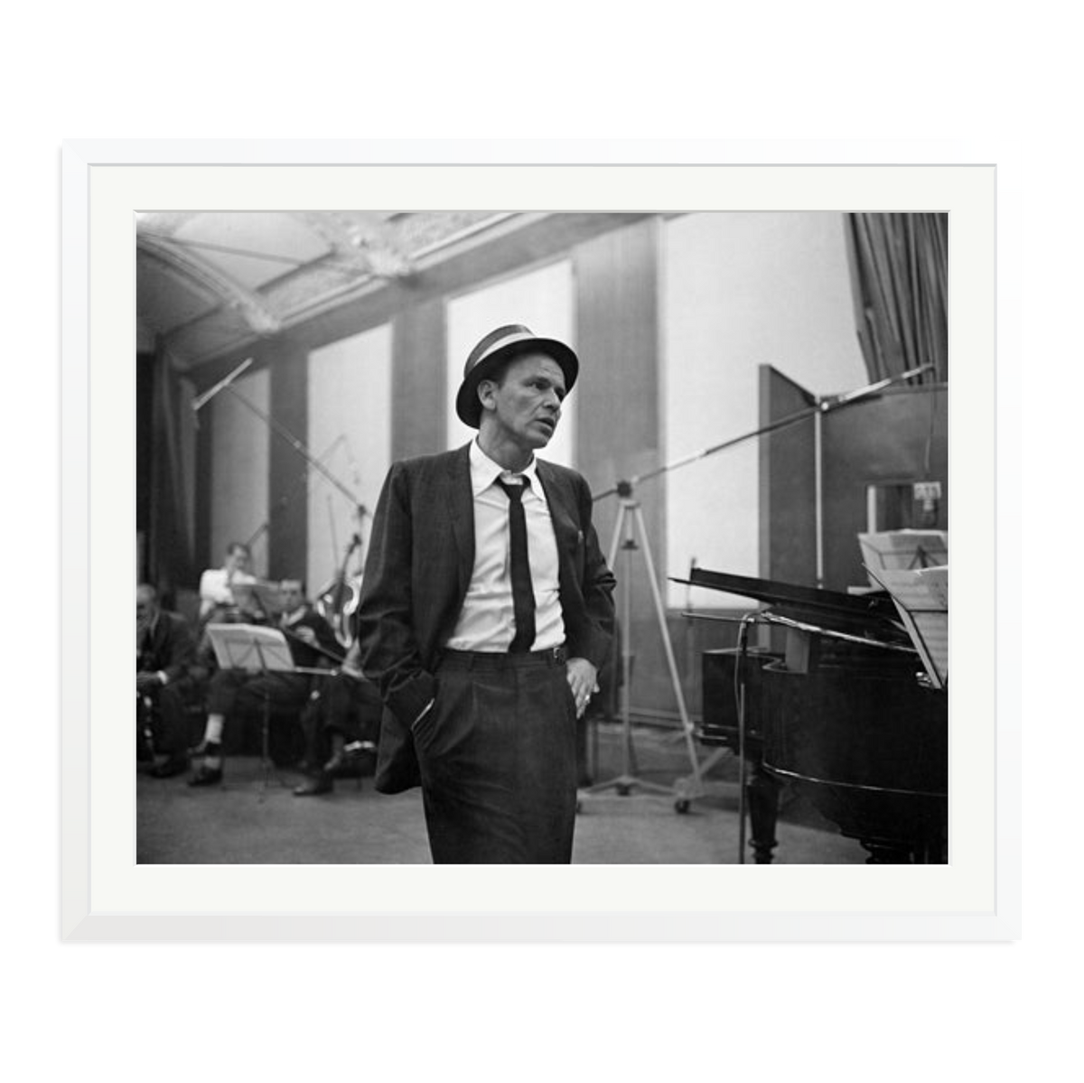 Frank Sinatra Recording 1964 Framed Print White XXL