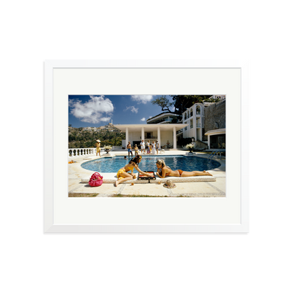 Slim Aarons 'Poolside Backgammon' White Large