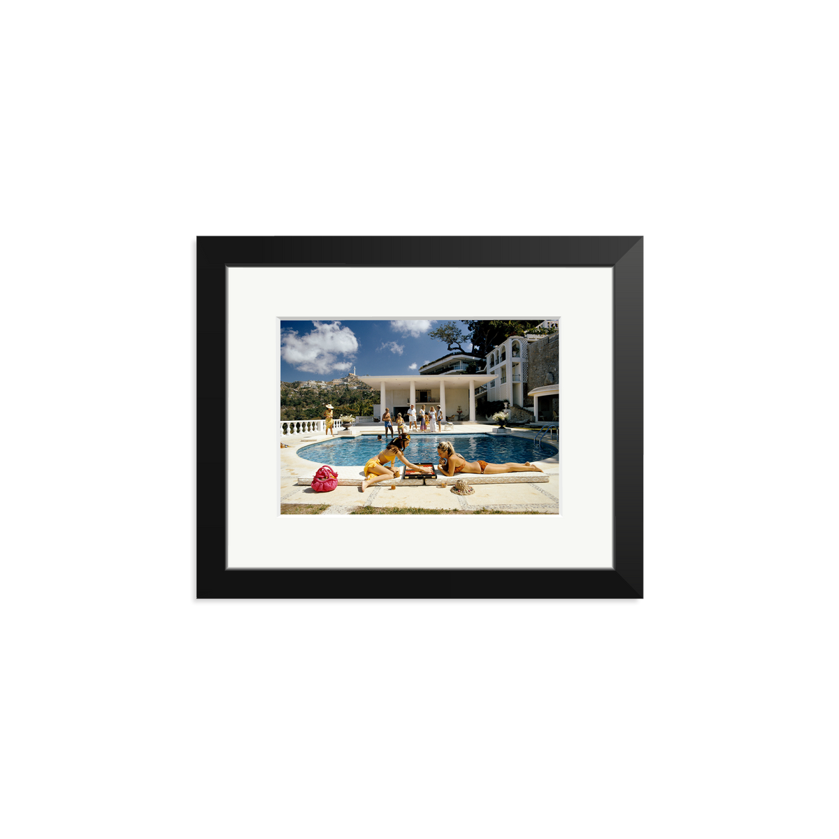 Slim Aarons 'Poolside Backgammon' Black Small