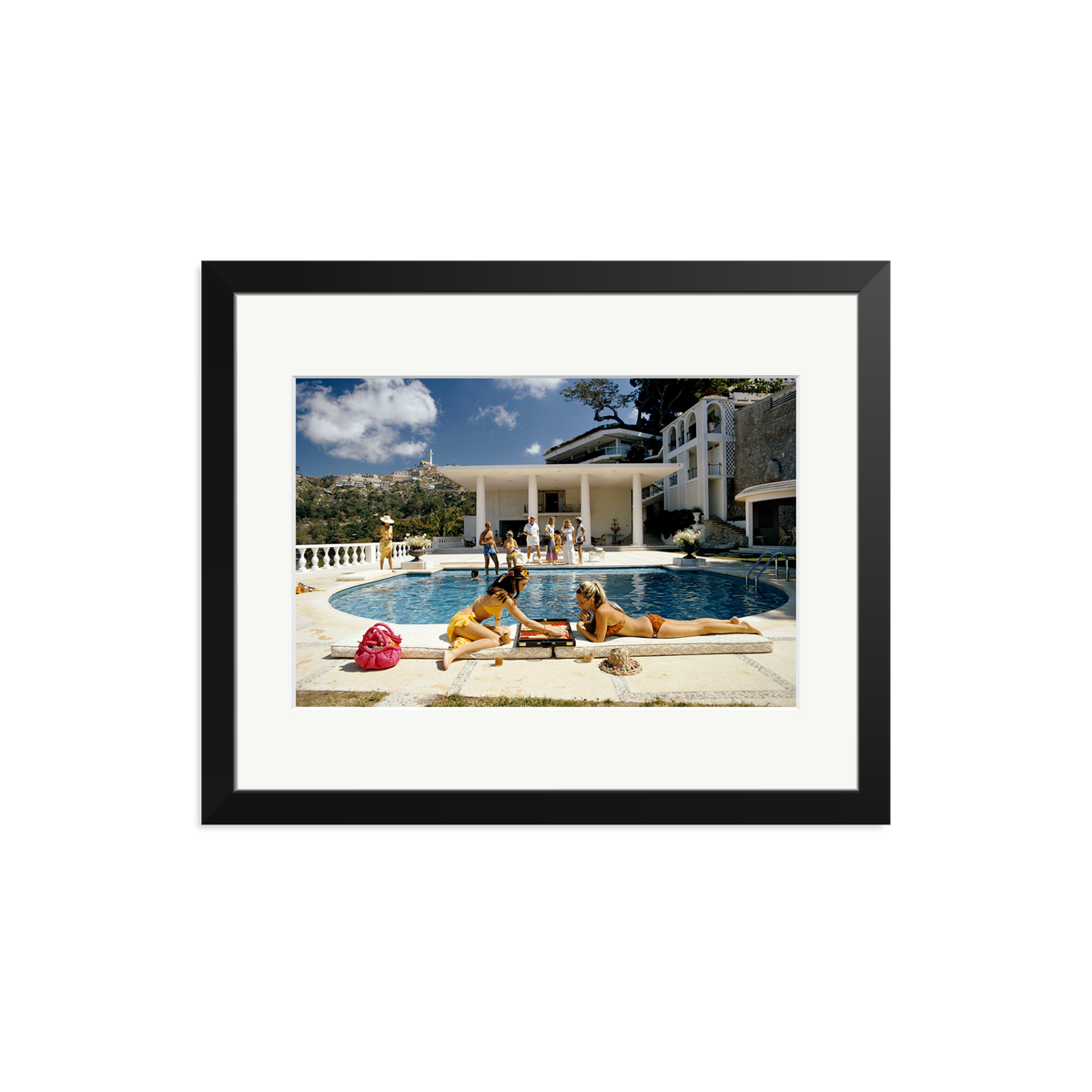 Slim Aarons 'Poolside Backgammon' Black Medium