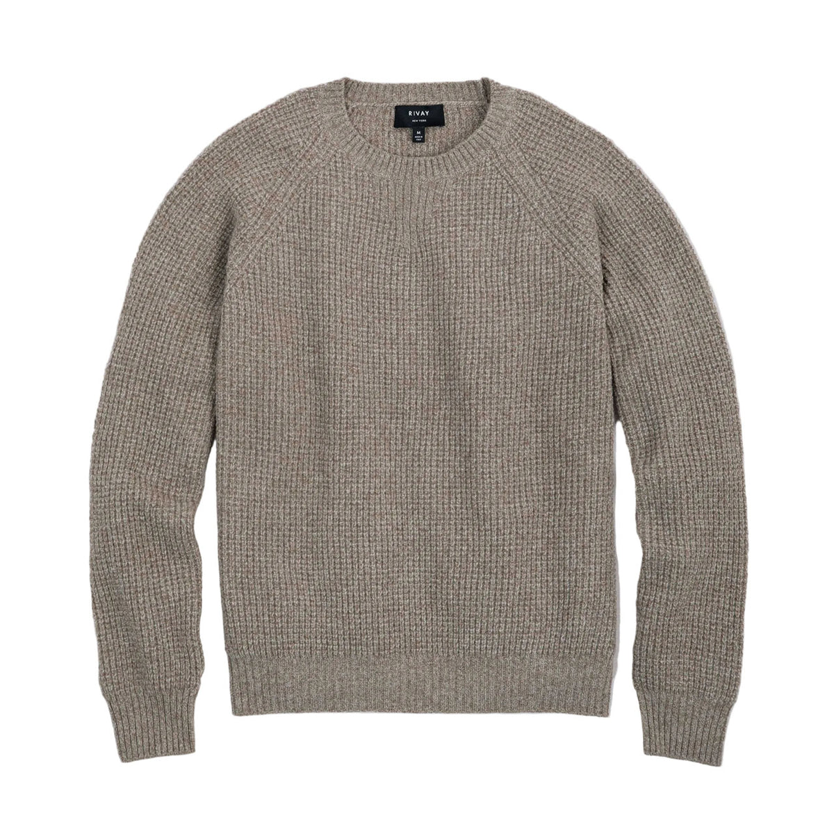 Rivay Sonny Waffle Sweater in Khaki Marl Khaki Marl