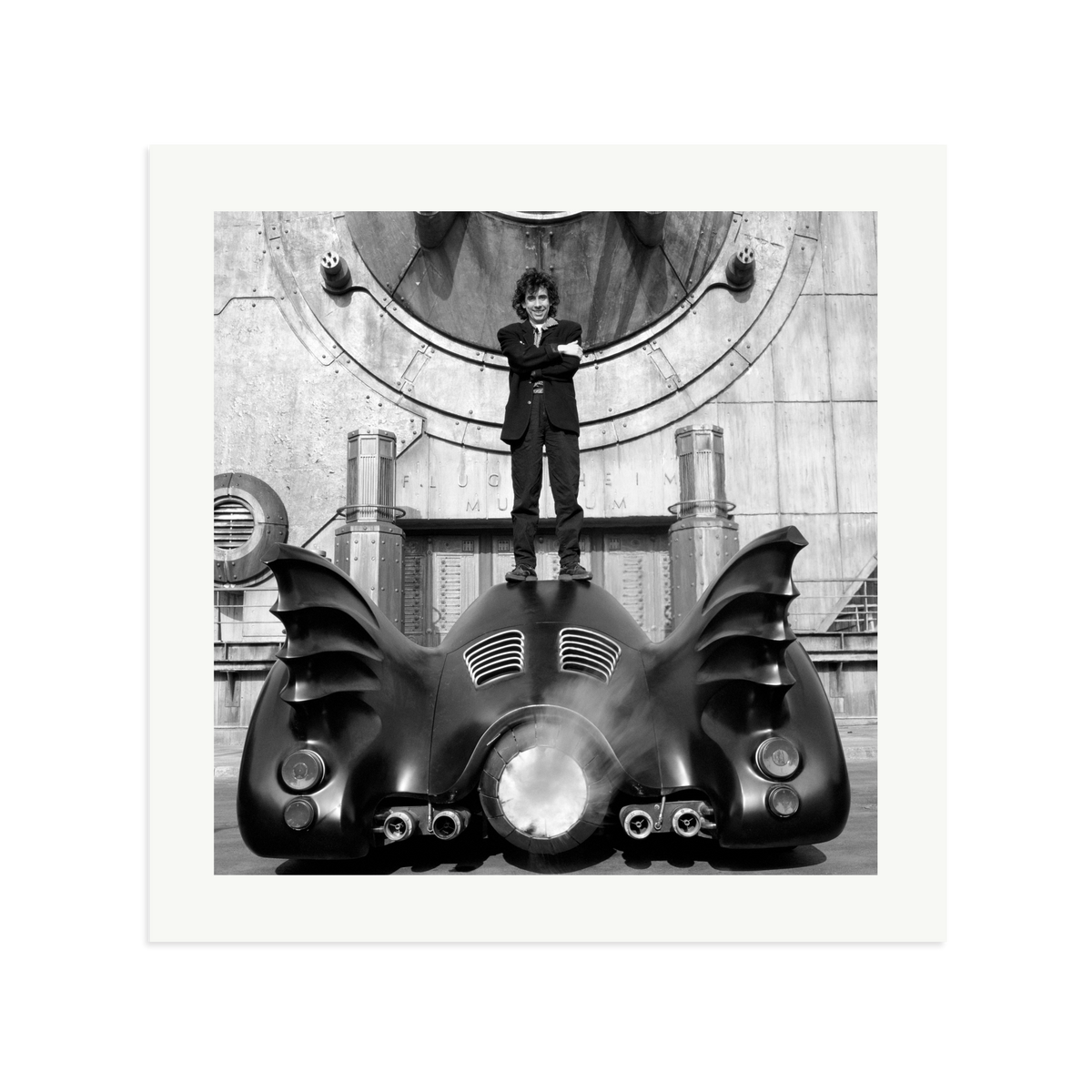 Tim Burton on The Batmobile Framed Print Print Only XL
