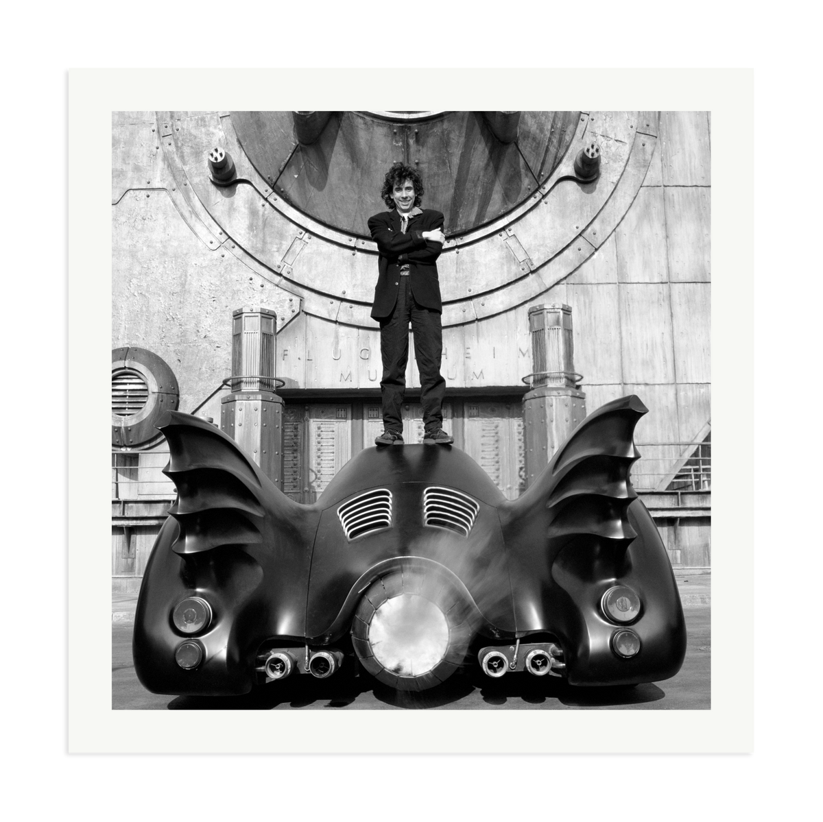 Tim Burton on The Batmobile Framed Print Print Only XXL