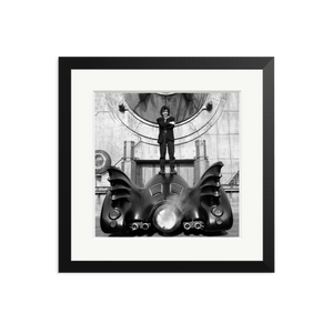 Tim Burton on The Batmobile Framed Print Black Medium