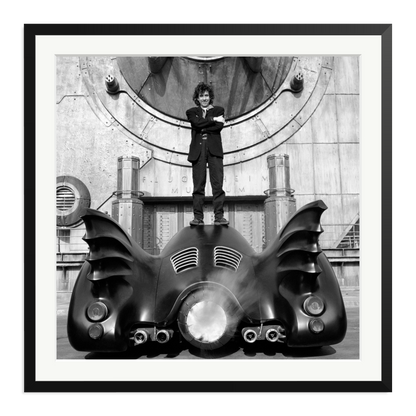 Tim Burton on The Batmobile Framed Print Black XXL