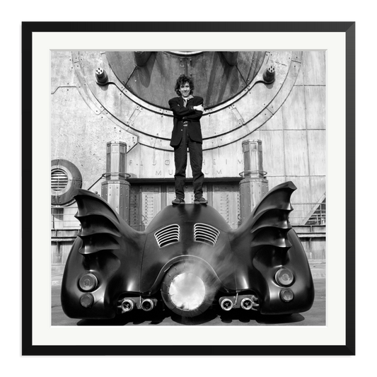 Tim Burton on The Batmobile Framed Print Black XXL