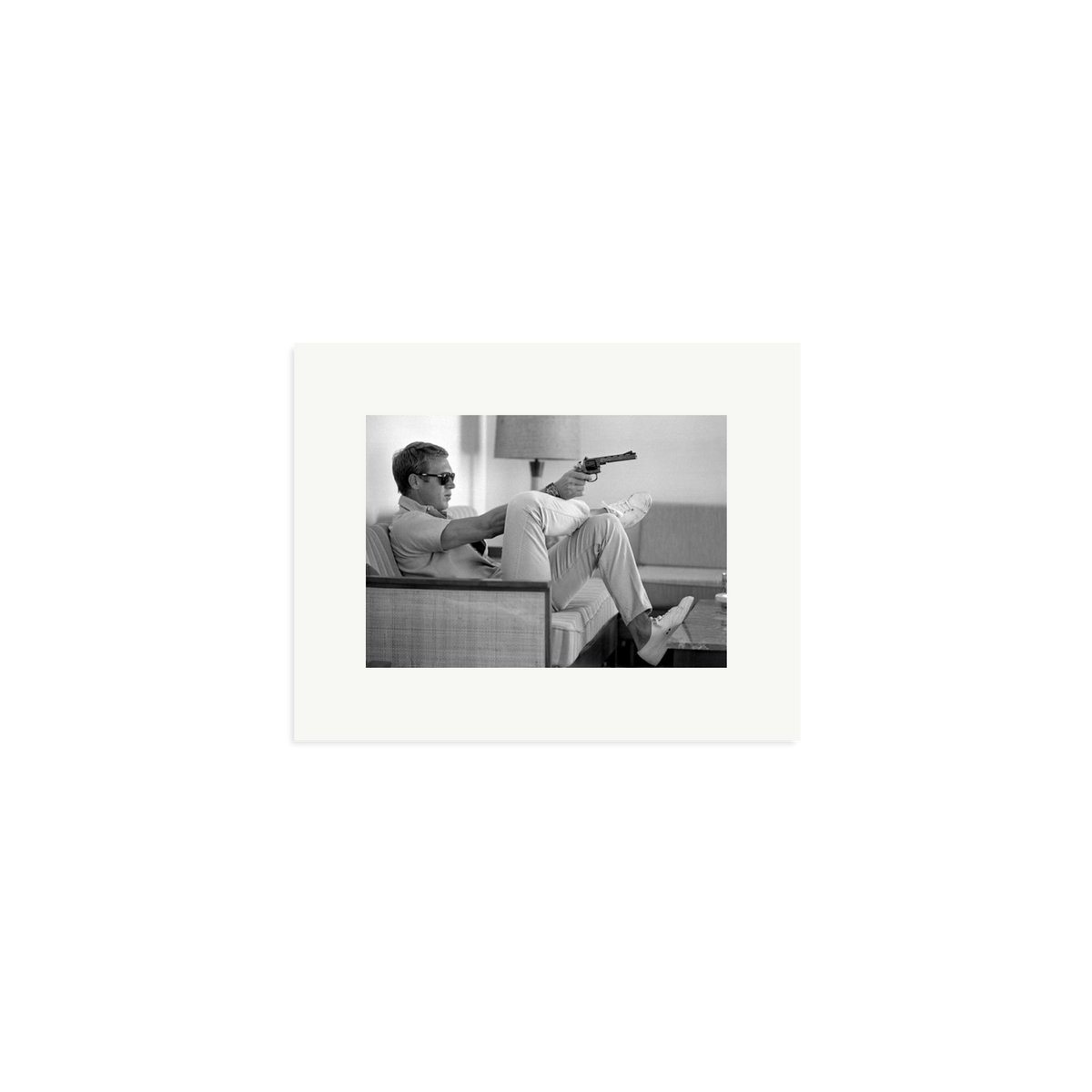 Steve McQueen Aims a Pistol Framed Print Print Only Small