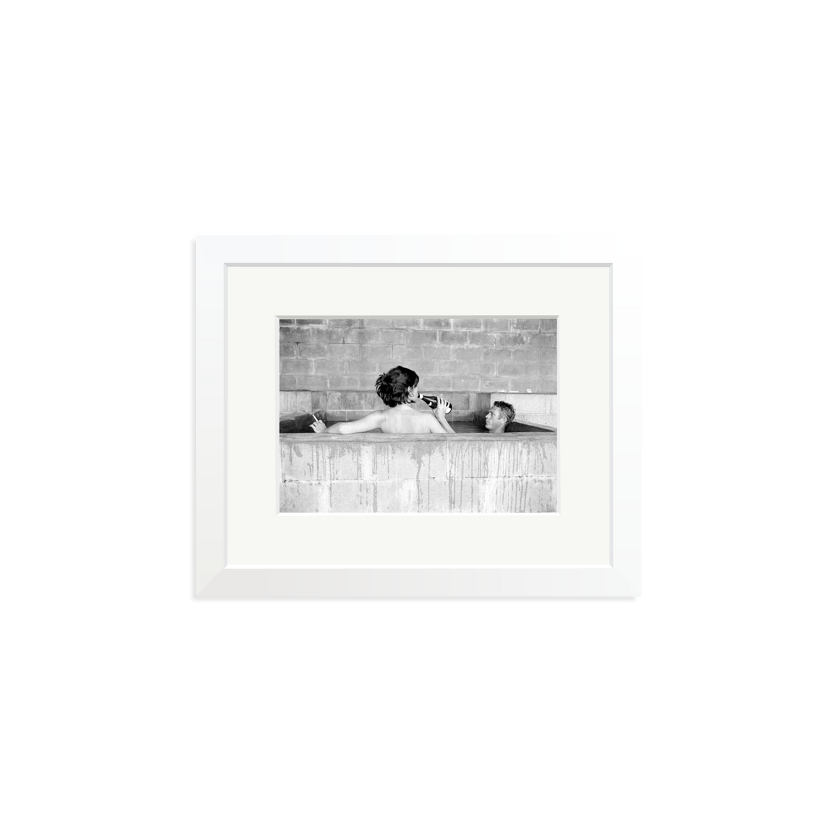 Steve McQueen & Wife Framed Print White Small