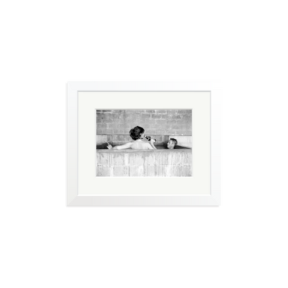 Steve McQueen & Wife Framed Print White Small