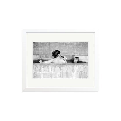 Steve McQueen & Wife Framed Print White Medium