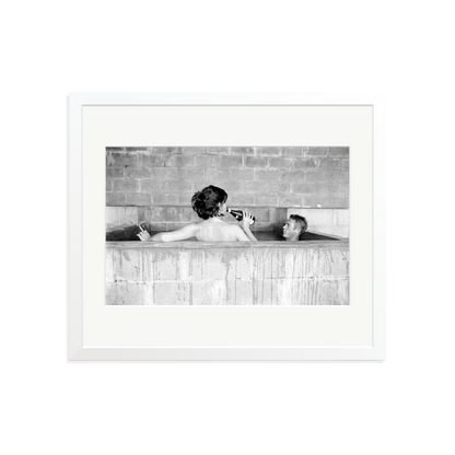Steve McQueen & Wife Framed Print White Large
