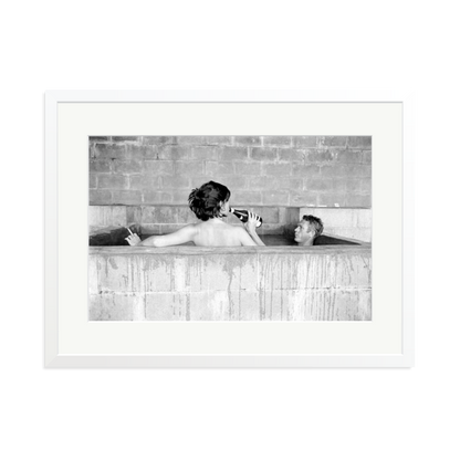 Steve McQueen & Wife Framed Print White XL