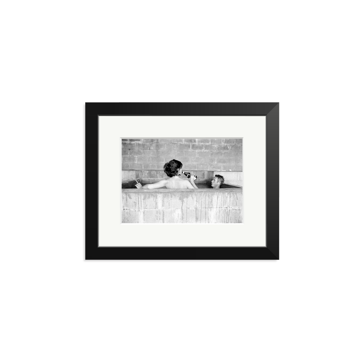 Steve McQueen & Wife Framed Print Black Small
