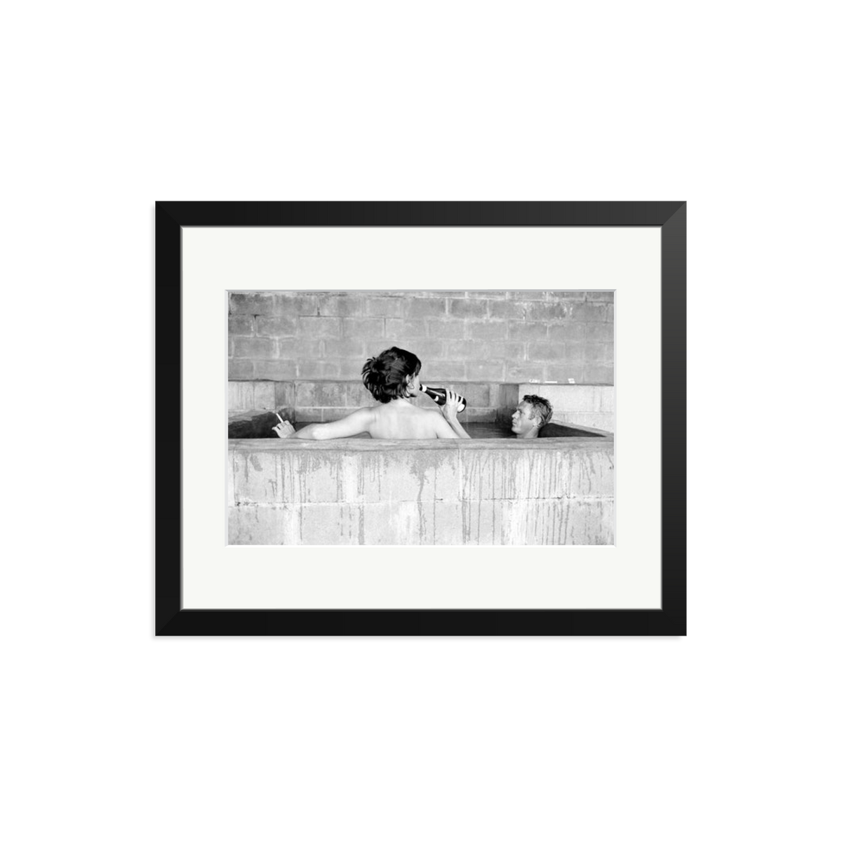 Steve McQueen & Wife Framed Print Black Medium