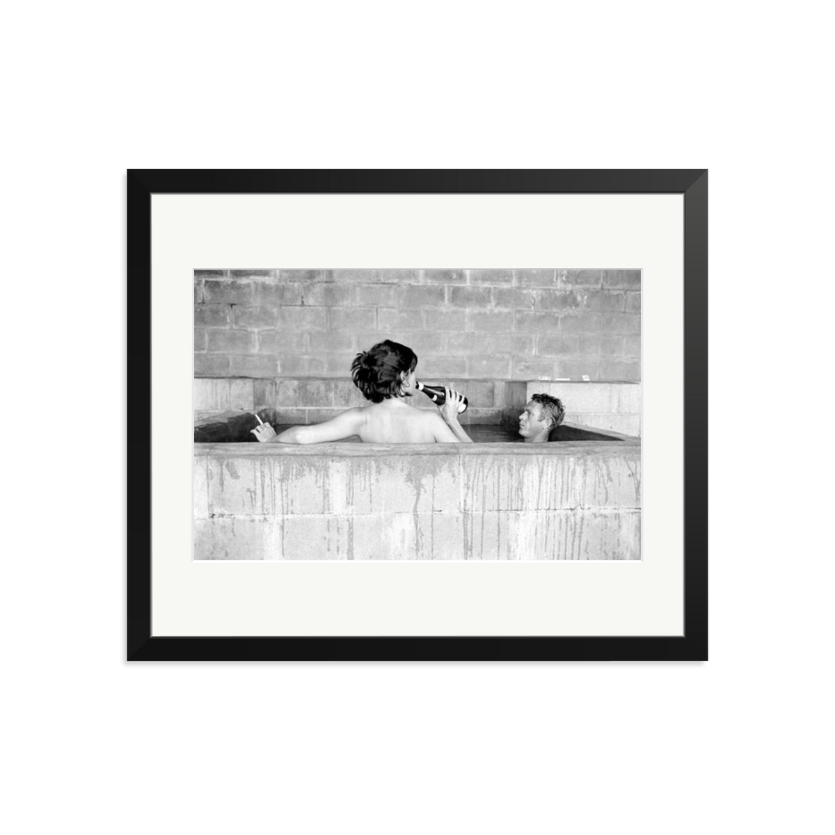 Steve McQueen & Wife Framed Print Black Large