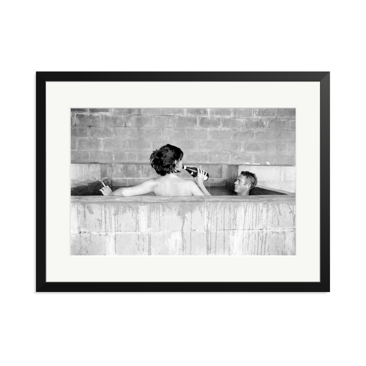 Steve McQueen & Wife Framed Print Black XL