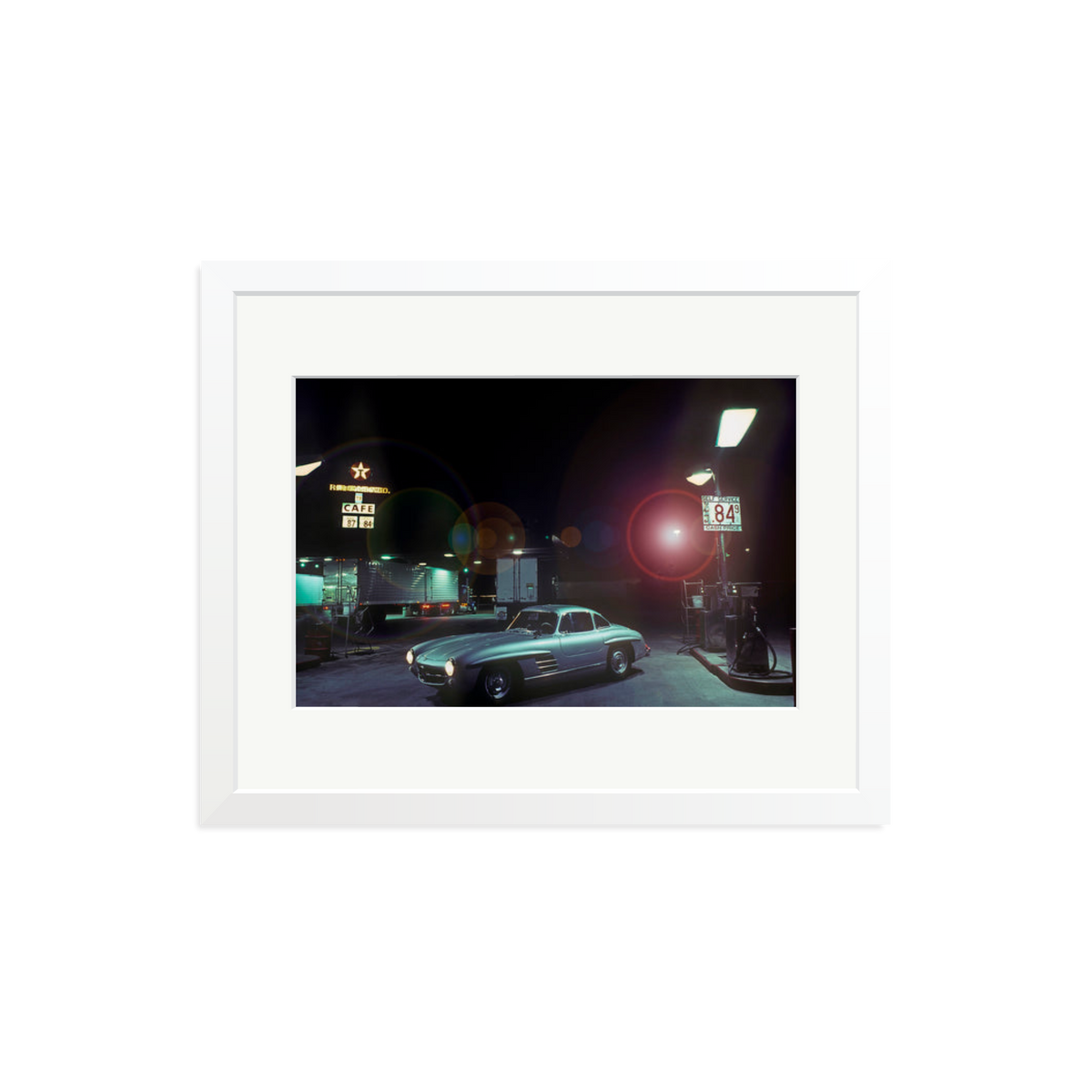 The Gas Station Framed Print White Medium