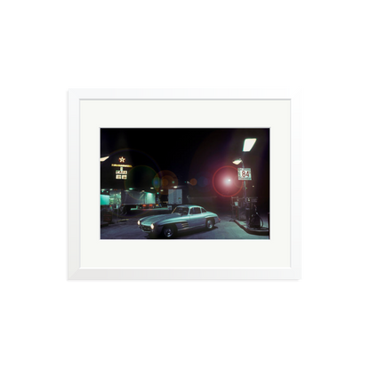 The Gas Station Framed Print White Medium