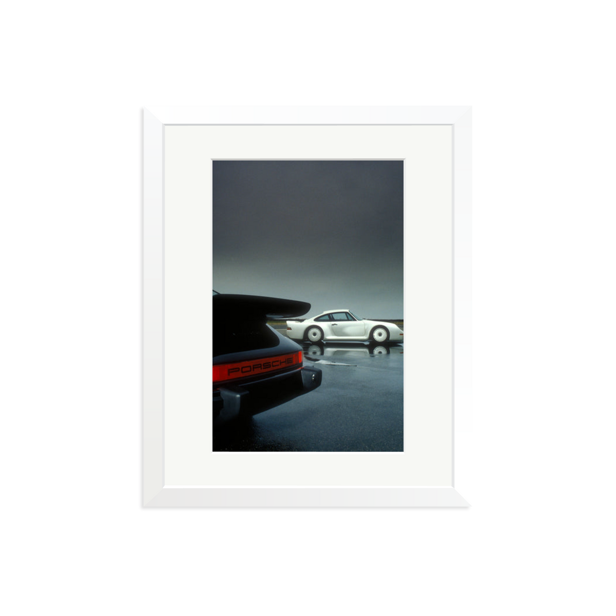 Porsche Test Track Framed Print White Medium