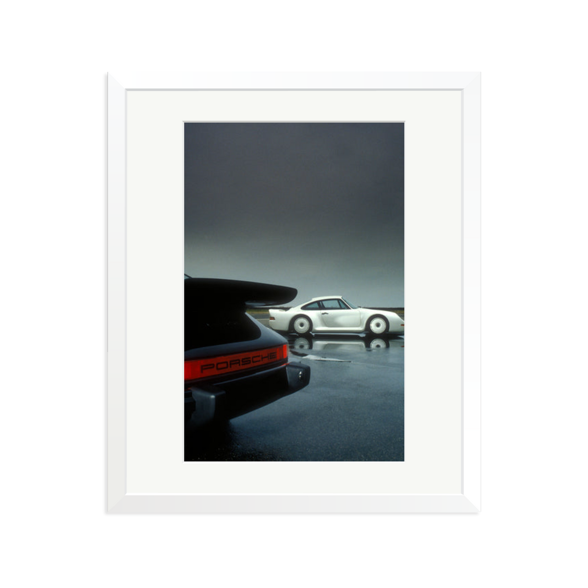 Porsche Test Track Framed Print White Large
