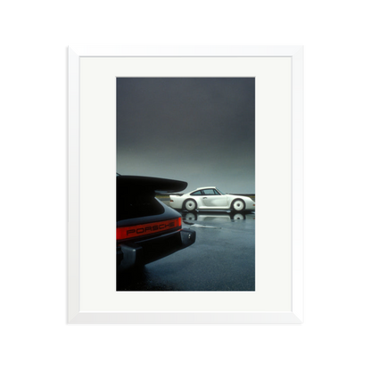 Porsche Test Track Framed Print White Large