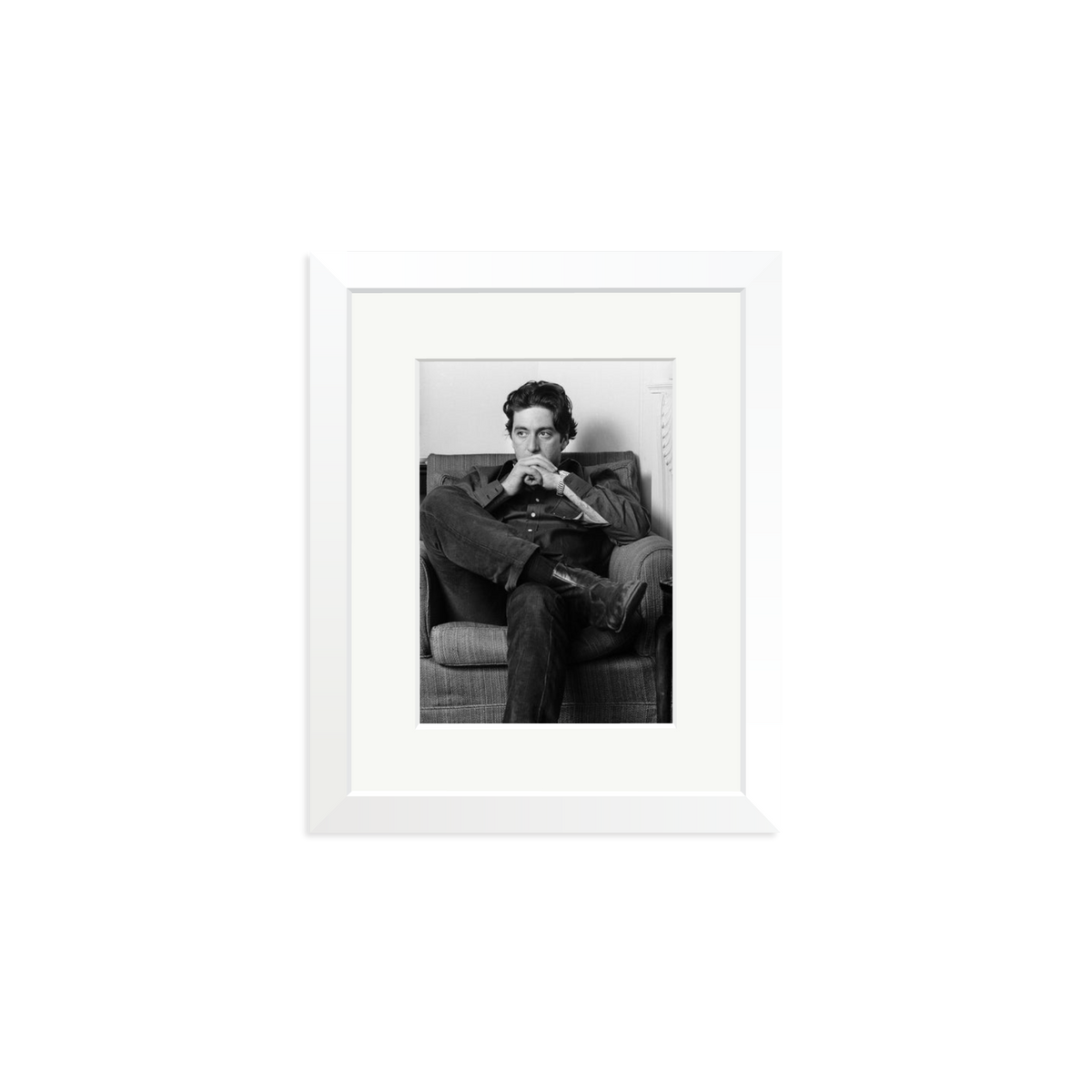 Thoughtful Al Pacino Framed Print White Small