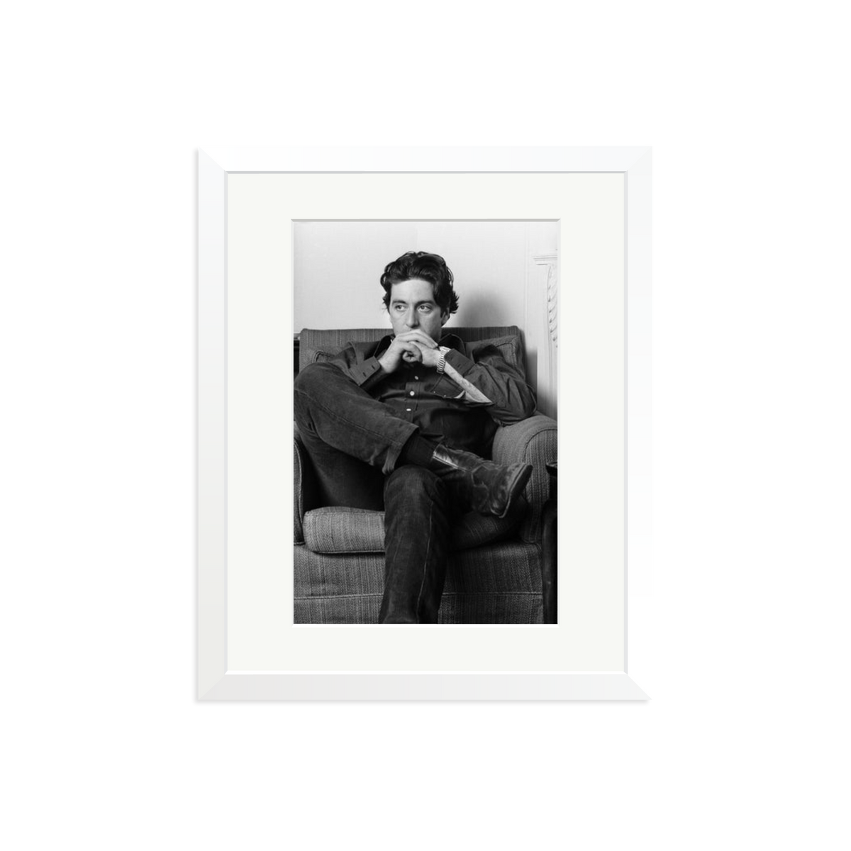 Thoughtful Al Pacino Framed Print White Medium