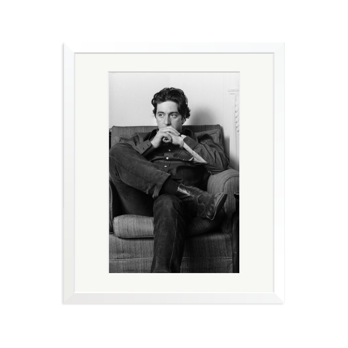 Thoughtful Al Pacino Framed Print White Large