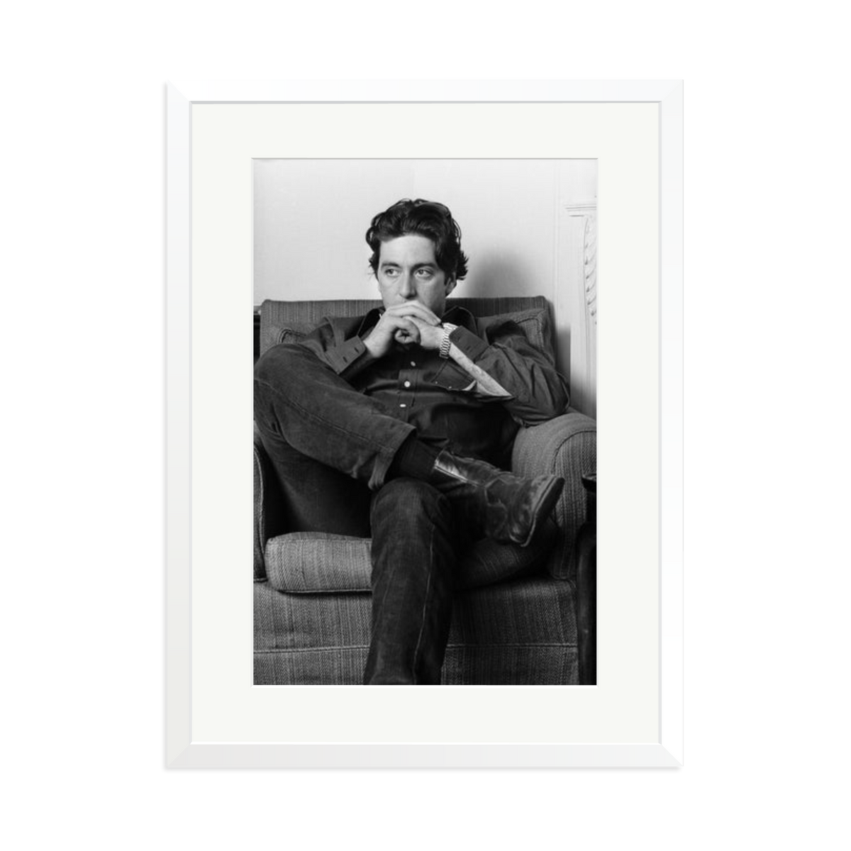 Thoughtful Al Pacino Framed Print White XL