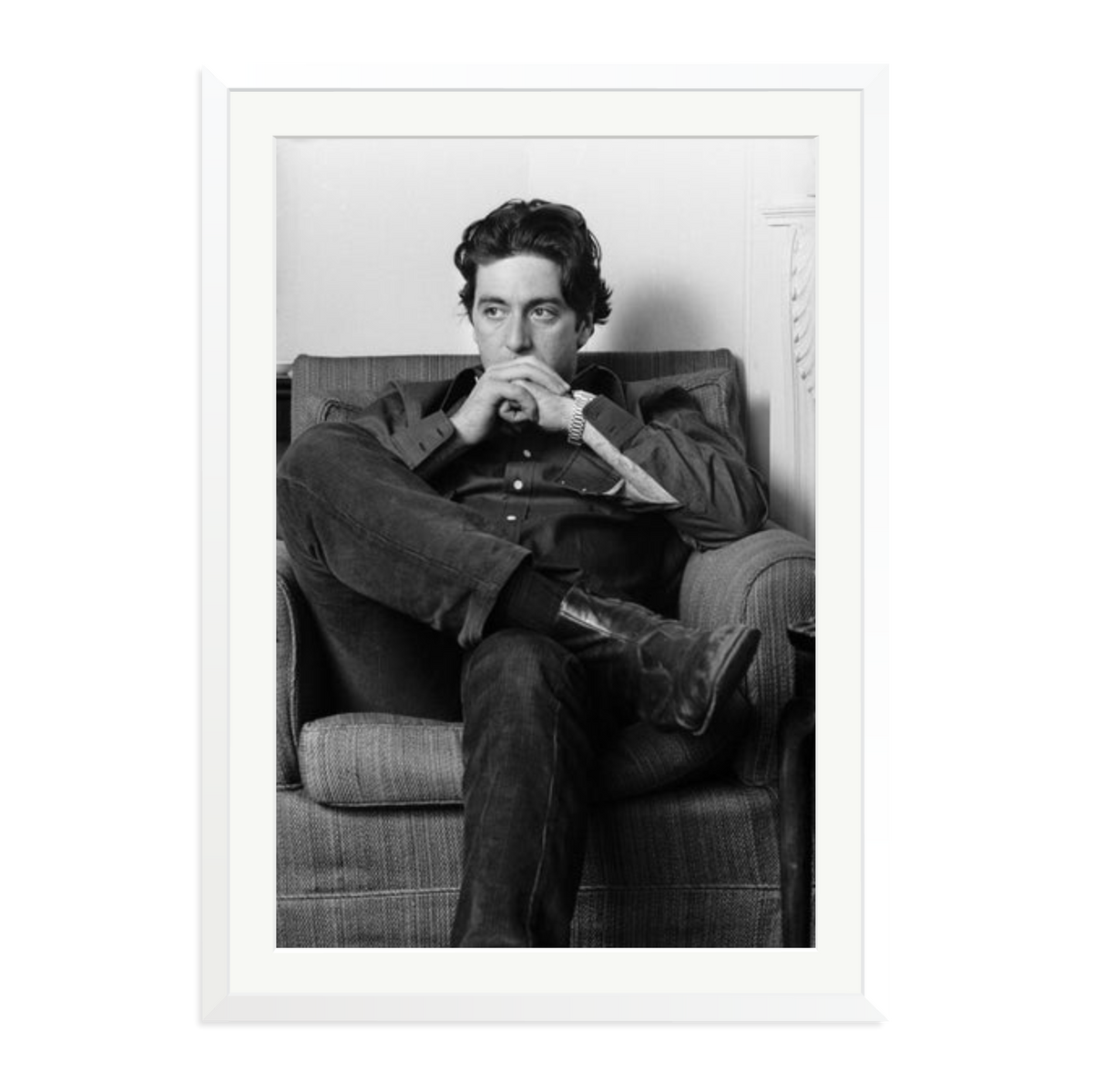 Thoughtful Al Pacino Framed Print White XXL