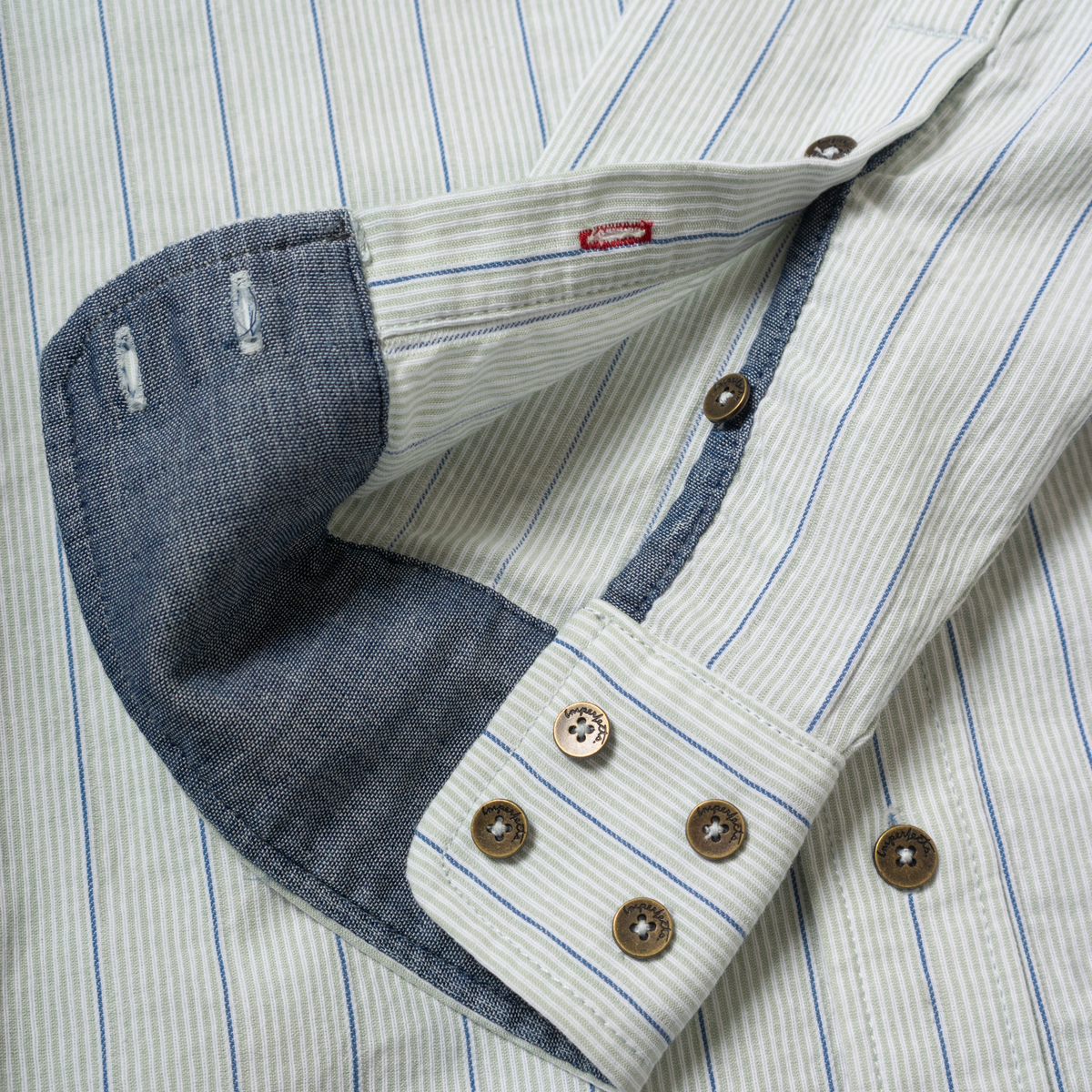 Imperfects Tradesman Button-Down in Striped Chambray
