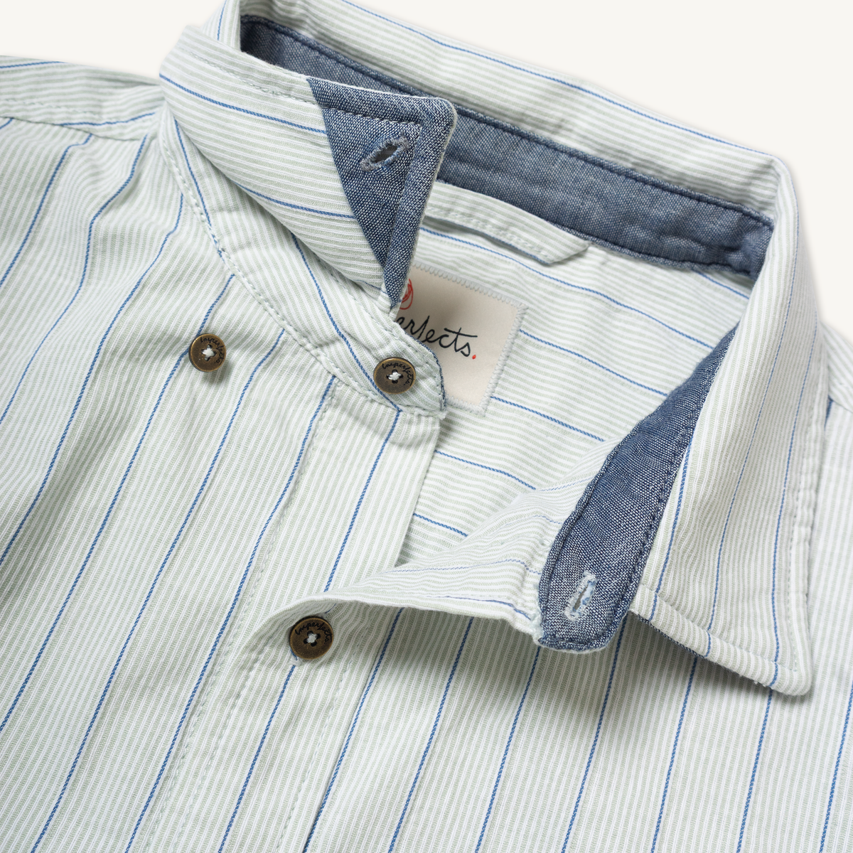 Imperfects Tradesman Button-Down in Striped Chambray