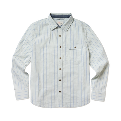 Imperfects Tradesman Button-Down in Striped Chambray Mineral Stripe