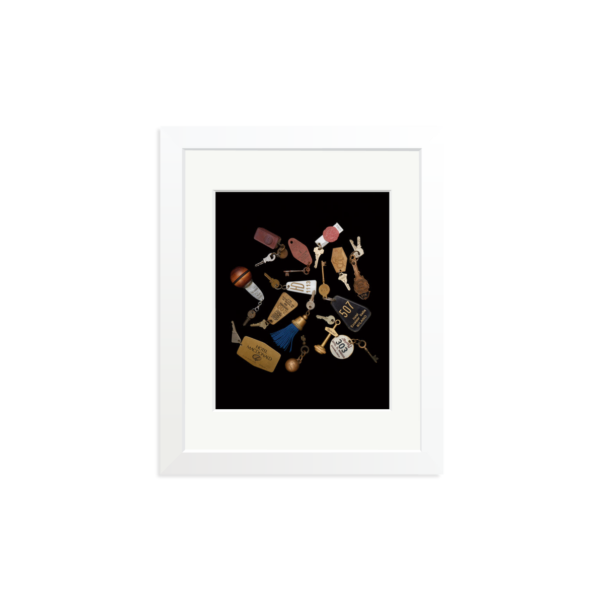 Travel Keys Framed Print White Small