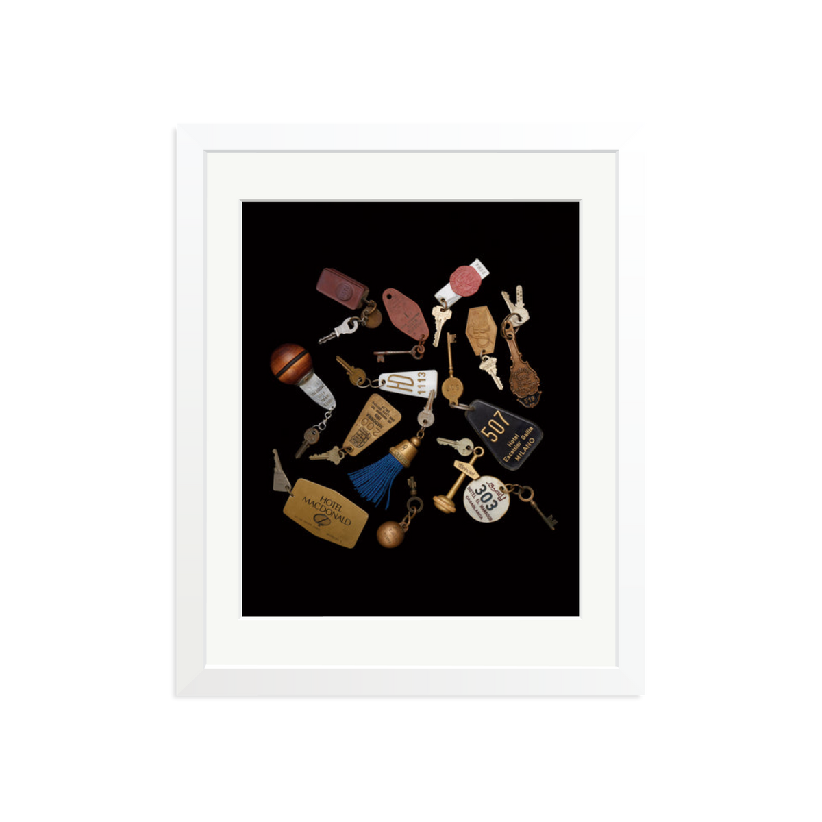 Travel Keys Framed Print White Medium