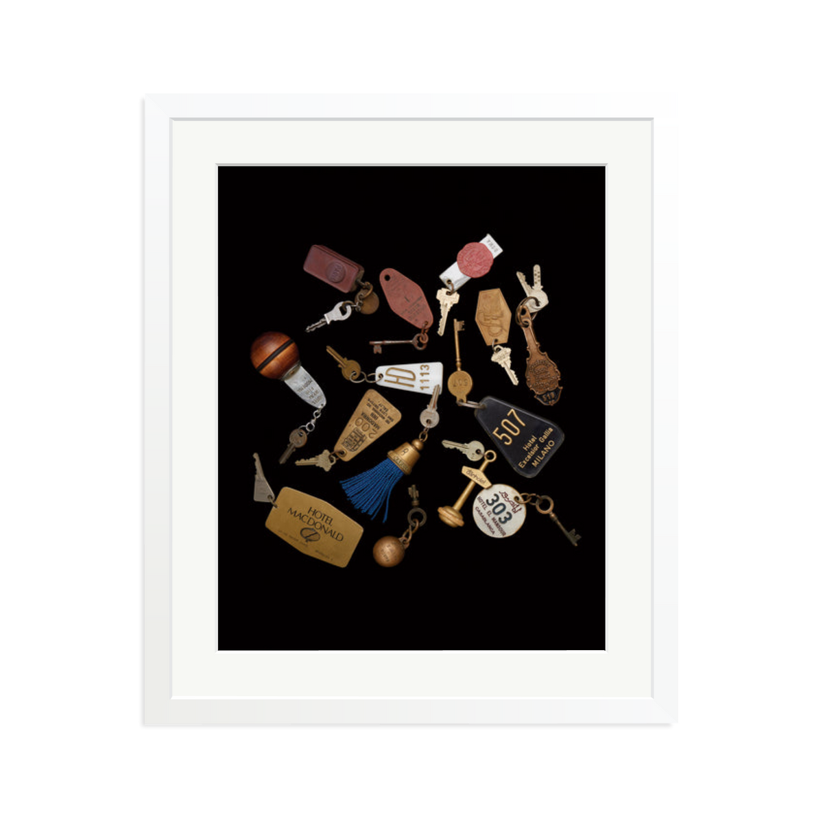 Travel Keys Framed Print White Large