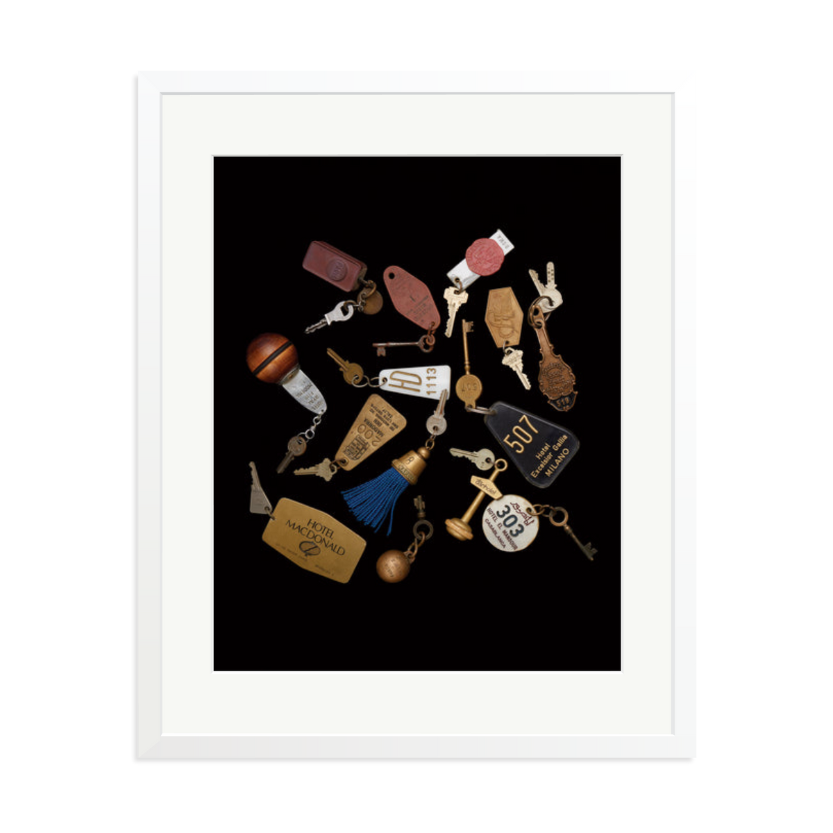 Travel Keys Framed Print White XL