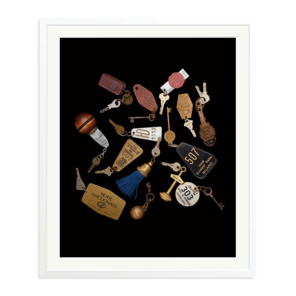 Travel Keys Framed Print White XXL