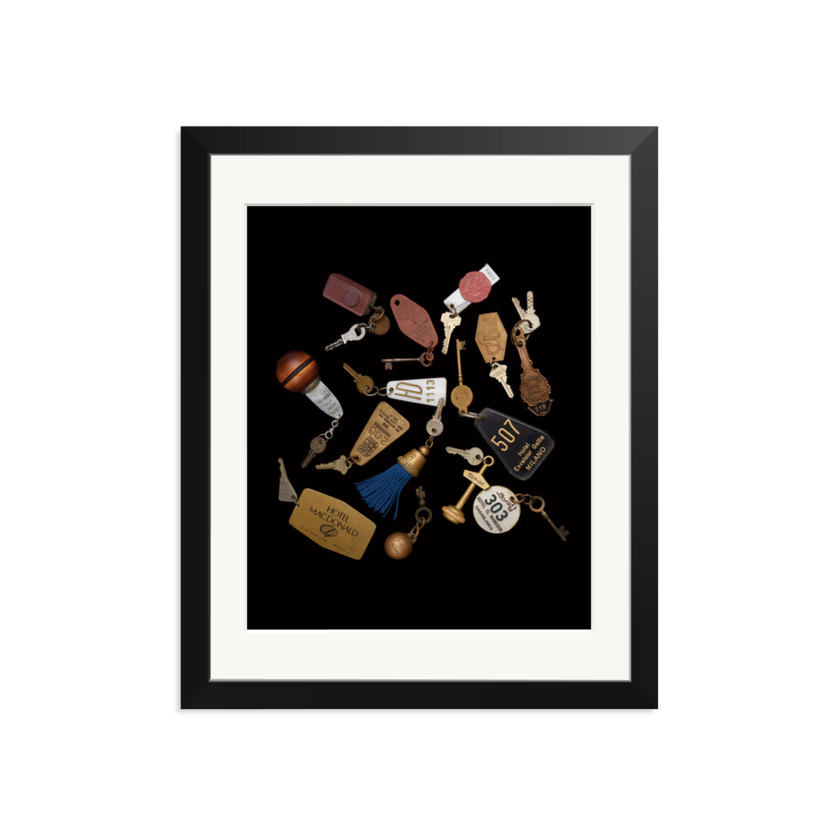Travel Keys Framed Print Black Medium