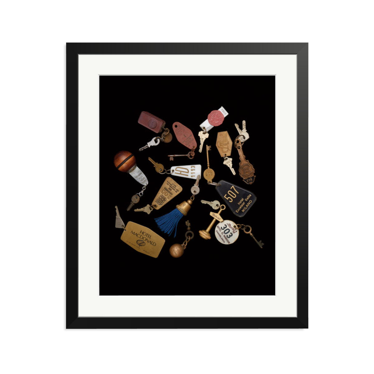 Travel Keys Framed Print Black Large