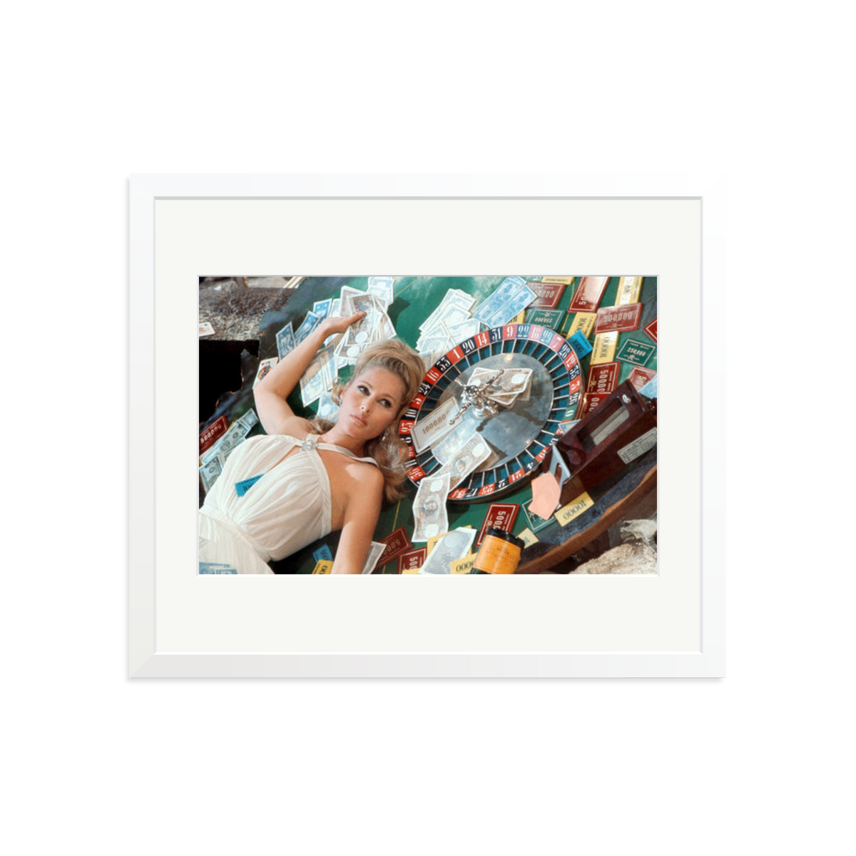 Ursula Andress at Casino Royale Framed Print White Large
