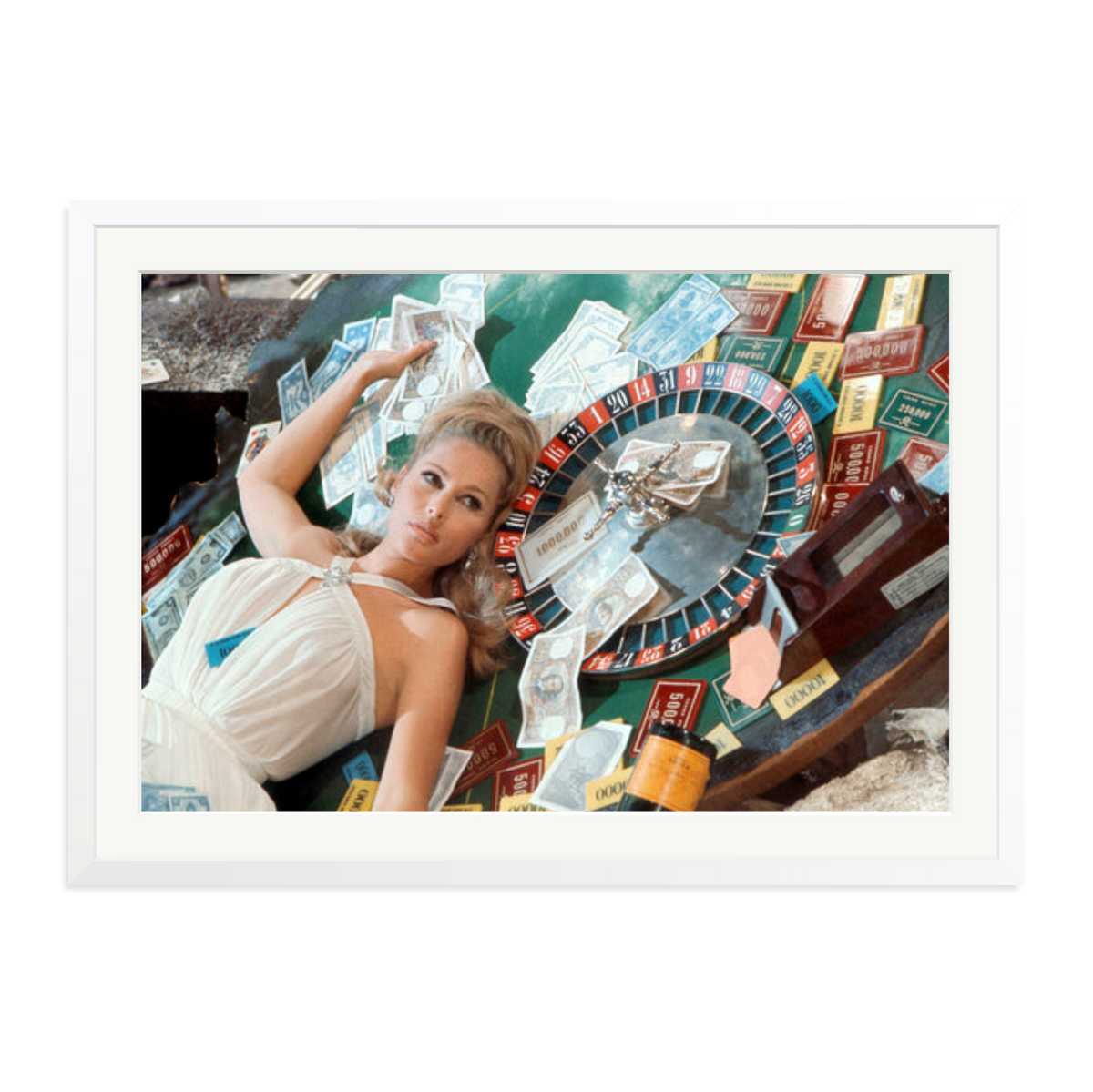 Ursula Andress at Casino Royale Framed Print White XXL